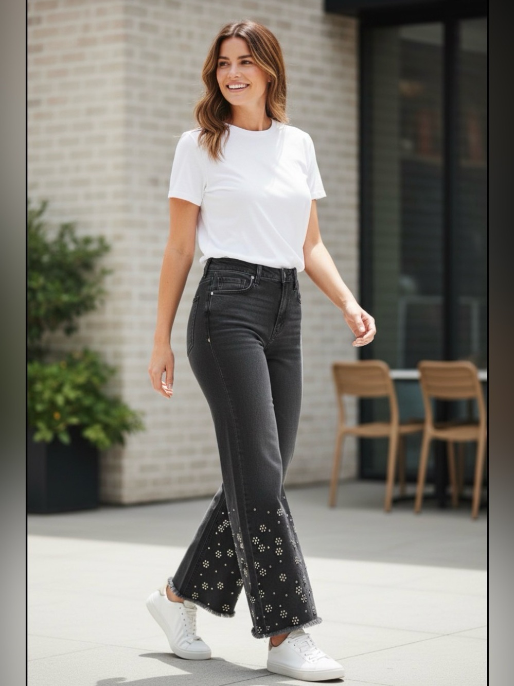 BCBGeneration Black Ultra High Rise Wide Leg Jeans